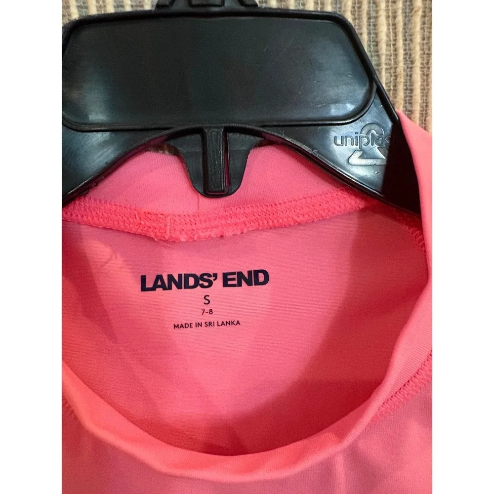 Lands End Kids Pink Ice Cream Flip Sequin Rash Guard Swim Shirt Size S 7-8
